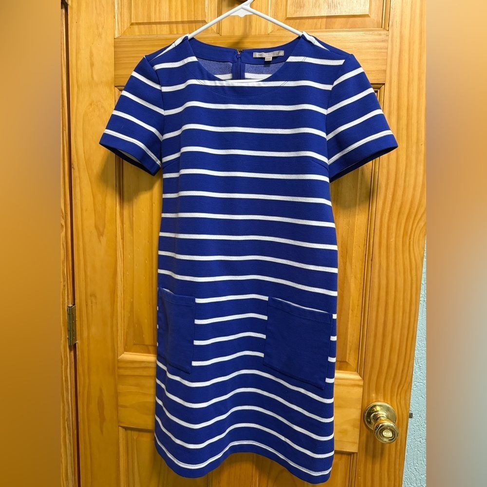 Gap size S cobalt Blue and White Striped Dress